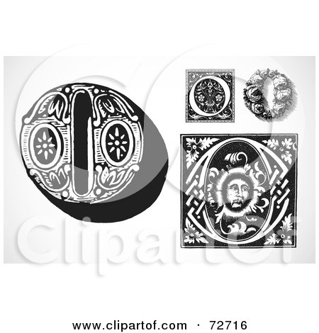 Royalty-Free (RF) Clipart Illustration of a Digital Collage Of Black And White Letters; O - Version 1 by BestVector