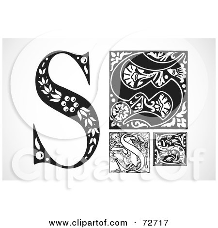 Royalty-Free (RF) Clipart Illustration of a Digital Collage Of Black And White Letters; S - Version 3 by BestVector