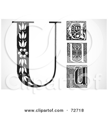 Royalty-Free (RF) Clipart Illustration of a Digital Collage Of Black And White Letters; U - Version 1 by BestVector