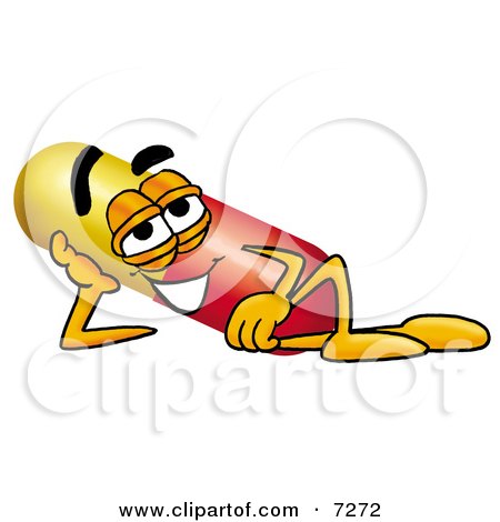 Clipart Picture of a Medicine Pill Capsule Mascot Cartoon Character Resting His Head on His Hand by Mascot Junction