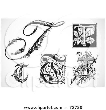 Royalty-Free (RF) Clipart Illustration of a Digital Collage Of Black And White Letters; T - Version 2 by BestVector