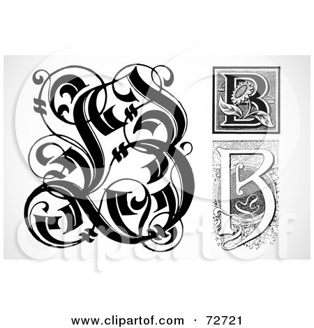Royalty-Free (RF) Clipart Illustration of a Digital Collage Of Black And White Letters; B - Version 1 by BestVector