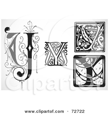 Royalty-Free (RF) Clipart Illustration of a Digital Collage Of Black And White Letters; Y - Version 1 by BestVector