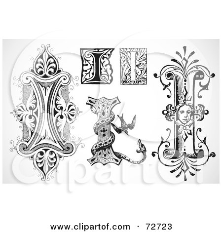 Royalty-Free (RF) Clipart Illustration of a Digital Collage Of Black And White Letters; I - Version 2 by BestVector