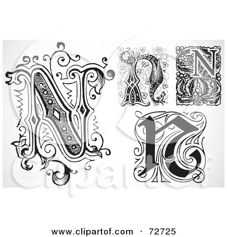 Royalty-Free (RF) Clipart Illustration of a Digital Collage Of Black And White Letters; N - Version 3 by BestVector