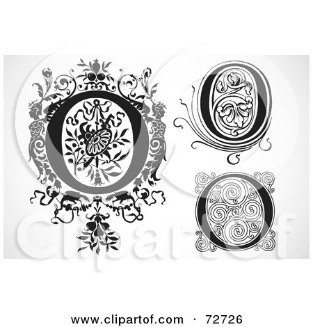 Royalty-Free (RF) Clipart Illustration of a Digital Collage Of Black And White Letters; O - Version 3 by BestVector