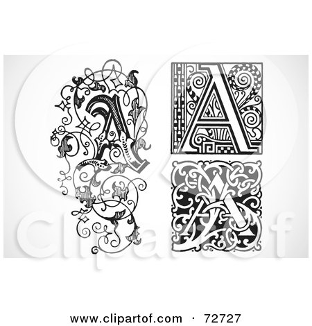 Royalty-Free (RF) Clipart Illustration of a Digital Collage Of Black And White Vintage Letters; A - Version 2 by BestVector