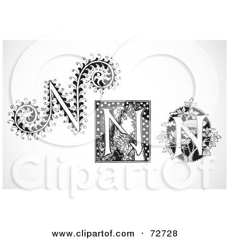 Royalty-Free (RF) Clipart Illustration of a Digital Collage Of Black And White Letters; N - Version 2 by BestVector