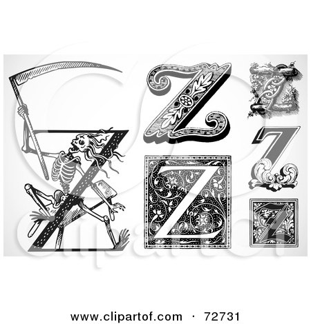 Royalty-Free (RF) Clipart Illustration of a Digital Collage Of Black And White Letters; Z - Version 3 by BestVector