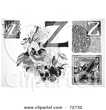 Royalty-Free (RF) Clipart Illustration of a Digital Collage Of Black And White Letters; Z - Version 2 by BestVector