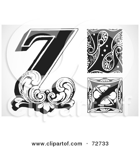 Royalty-Free (RF) Clip Art Illustration of a Digital Collage Of Black And White Letters; Z - Version 1 by BestVector