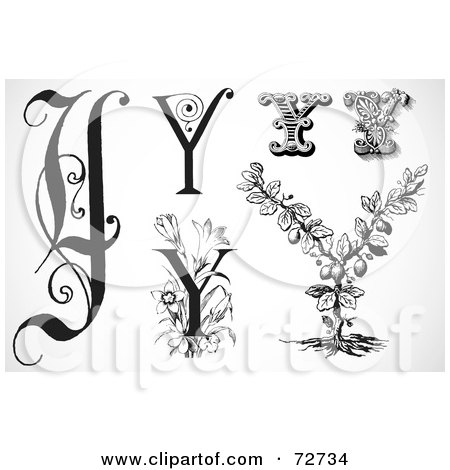 Royalty-Free (RF) Clipart Illustration of a Digital Collage Of Black And White Letters; Y - Version 3 by BestVector
