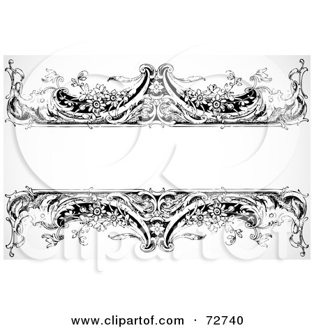 Royalty-Free (RF) Clipart Illustration of a Black And White Blank Text Box Border - Version 15 by BestVector