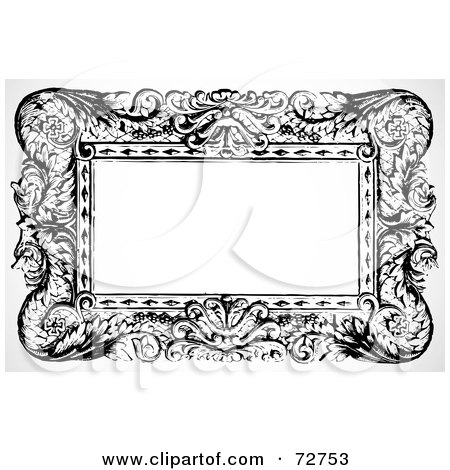 Royalty-Free (RF) Clipart Illustration of a Black And White Elegant Border Frame by BestVector