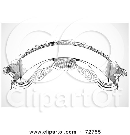 Royalty-Free (RF) Clipart Illustration of a Blank Black And White Arched Intricate Banner by BestVector