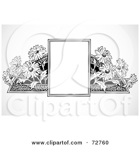 Royalty-Free (RF) Clipart Illustration of a Black And White Sign With Daisies by BestVector