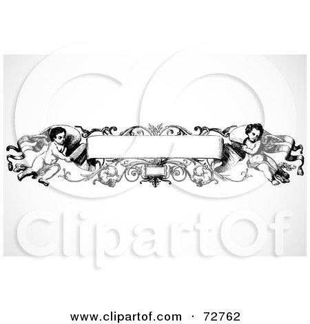 Royalty-Free (RF) Clipart Illustration of a Blank Banner With Cherubs And Vines by BestVector