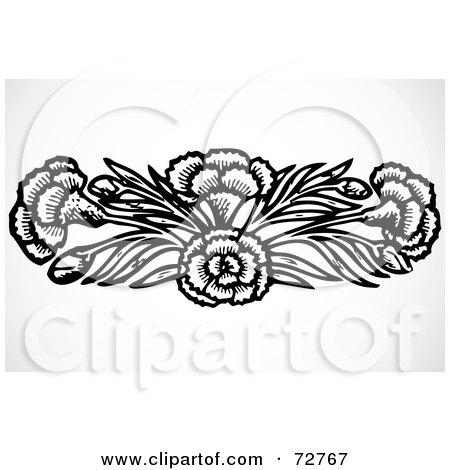 Royalty-Free (RF) Clipart Illustration of a Black And White Carnation Border Design Element by BestVector