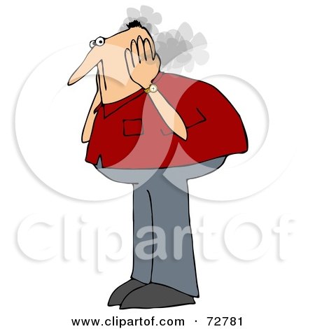 Royalty-Free (RF) Clipart Illustration of a Caucasian Man Covering His Steaming Ears by djart