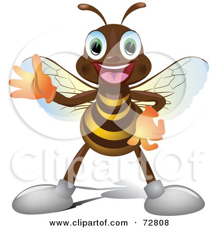 Royalty-Free (RF) Clipart Illustration of a Happy Little Bee Guy Waving by Eugene