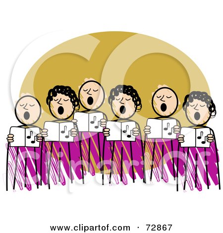 Royalty-Free (RF) Clipart Illustration of a Group Of Church Choir Singers In Purple Robes by r formidable