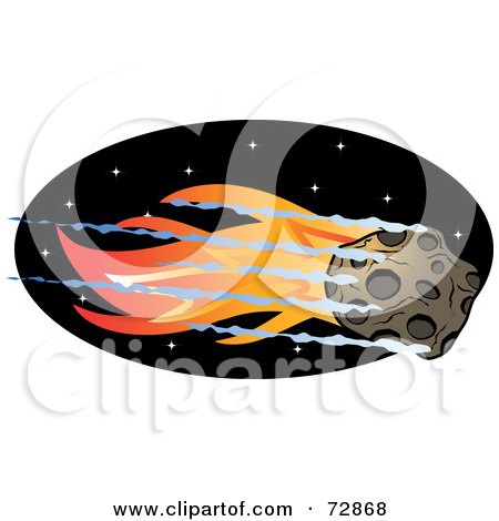 Royalty-Free (RF) Clipart Illustration of a Flaming Asteroid Flying Through A Black Sky by r formidable