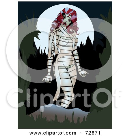 Royalty-Free (RF) Clipart Illustration of a Sexy Pinup Female Mummy Walking In The Night by r formidable