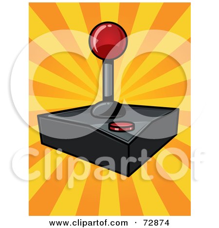 Royalty-Free (RF) Clipart Illustration of a Joystick Controller On An Orange Burst by r formidable