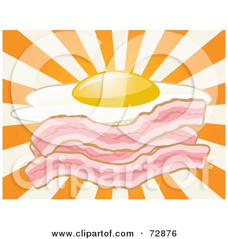 Royalty-Free (RF) Clipart Illustration of Strips Of Bacon And A Sunny Side Up Egg Over A Burst by r formidable