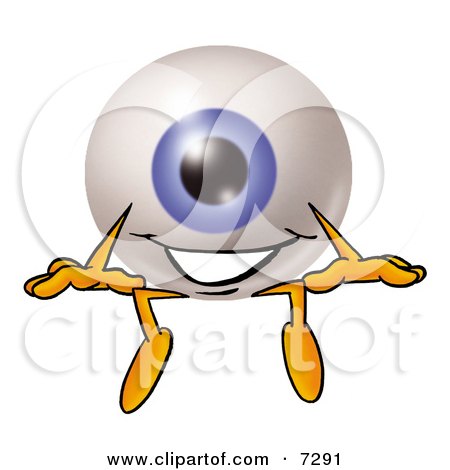 Clipart Picture of an Eyeball Mascot Cartoon Character Sitting by Mascot Junction