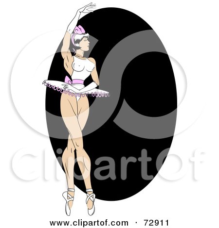 Royalty-Free (RF) Clipart Illustration of a Sexy Pinup Ballerina Dancing Over A Black Oval by r formidable