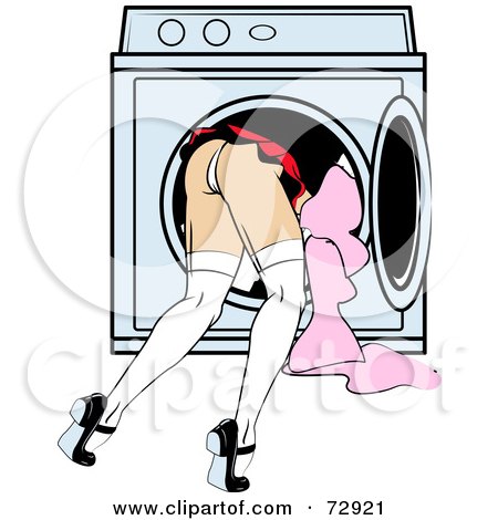 Royalty-Free (RF) Clipart Illustration of a Woman Bending Over And Leaning Inside A Dryer by r formidable