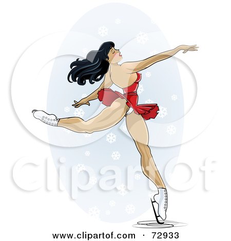 Royalty-Free (RF) Clipart Illustration of a Sexy Black Haired Figure Skating Pinup Woman by r formidable