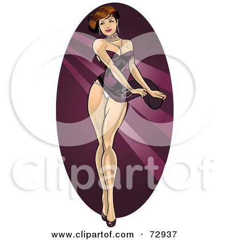 Royalty-Free (RF) Clipart Illustration of a Sexy Dancing Pinup Woman In A Purple Gown, Her Panties Showing by r formidable