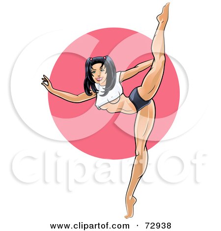 Royalty-Free (RF) Clipart Illustration of a Sexy Flexible Pinup Woman Lifting Her Leg by r formidable