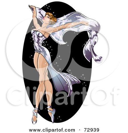 Royalty-Free (RF) Clipart Illustration of a Stunning And Graceful Dancer Pinup Woman In A Purple Gown by r formidable