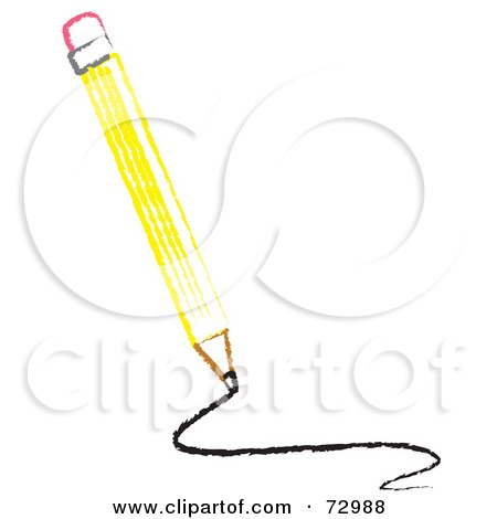 Royalty-Free (RF) Clipart Illustration of a Yellow School Pencil Drawing A Wavy Line by Rosie Piter