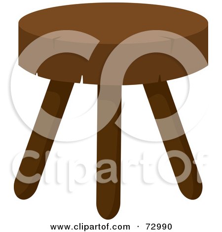 Royalty-Free (RF) Clipart Illustration of a Rustic Wood Stool With Three Legs by Rosie Piter