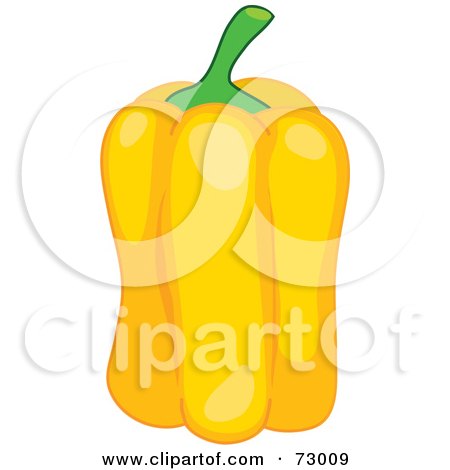 Royalty-Free (RF) Clipart Illustration of a Tall, Slender And Shiny Yellow Bell Pepper by Rosie Piter