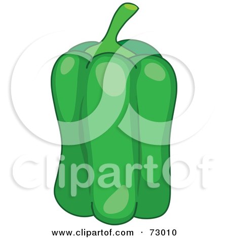 Royalty-Free (RF) Clipart Illustration of a Tall, Slender And Shiny Green Bell Pepper by Rosie Piter
