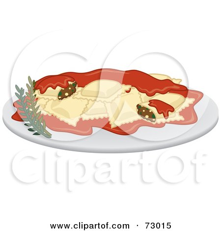 Royalty-Free (RF) Clipart Illustration of a Dinner Plate Of Ravioli by Rosie Piter