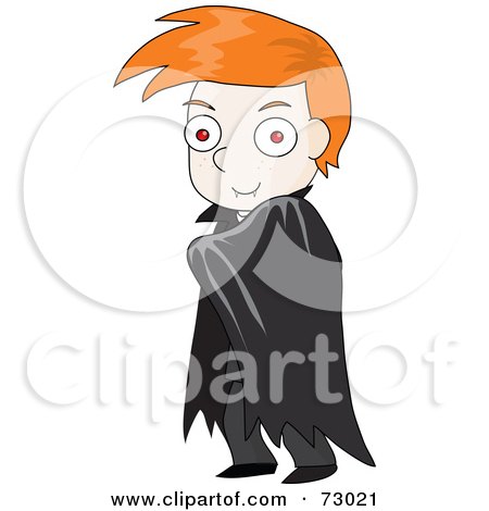 Royalty-Free (RF) Clipart Illustration of a Red Haired David Boy Halloween Vampire by Rosie Piter
