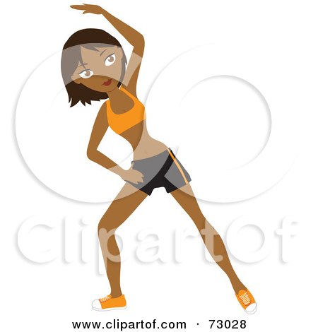 Royalty-Free (RF) Clipart Illustration of a Healthy Indian Woman Stretching While Working Out by Rosie Piter