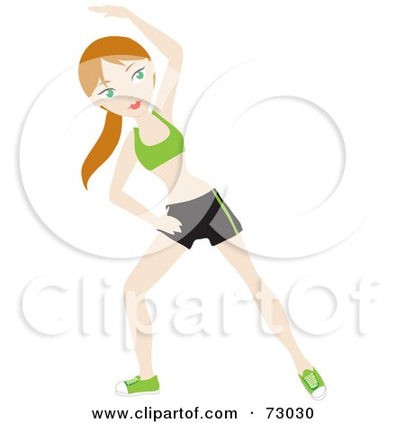Royalty-Free (RF) Clipart Illustration of a Healthy Caucasian Woman Stretching While Working Out by Rosie Piter