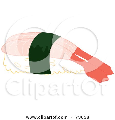 Royalty-Free (RF) Clipart Illustration of an Ebi Sushi Roll by Rosie Piter
