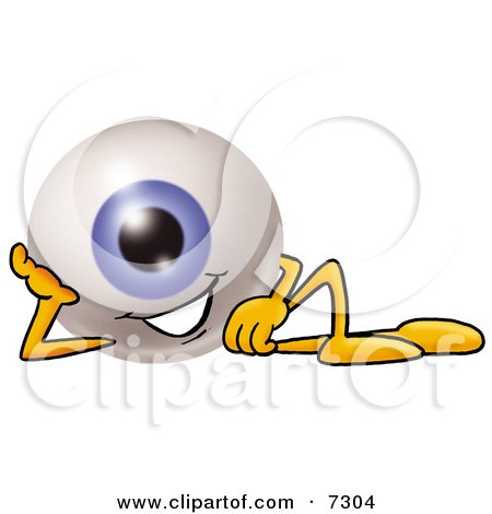 Clipart Picture of an Eyeball Mascot Cartoon Character Resting His Head on His Hand by Mascot Junction