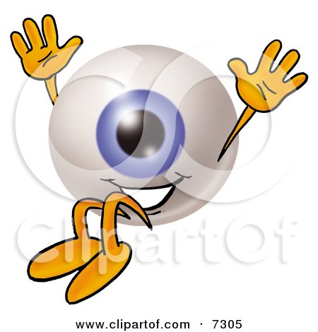 Clipart Picture of an Eyeball Mascot Cartoon Character Jumping by Mascot Junction