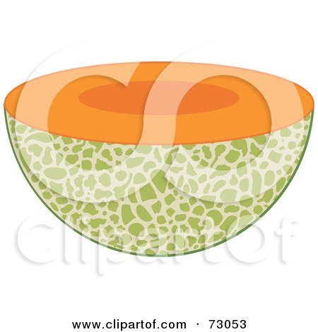 Royalty-Free (RF) Clipart Illustration of a Perfectly Halved Cantaloupe by Rosie Piter