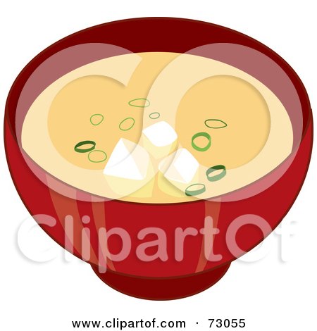 Royalty-Free (RF) Clipart Illustration of a Red Bowl Of Miso Soup by Rosie Piter