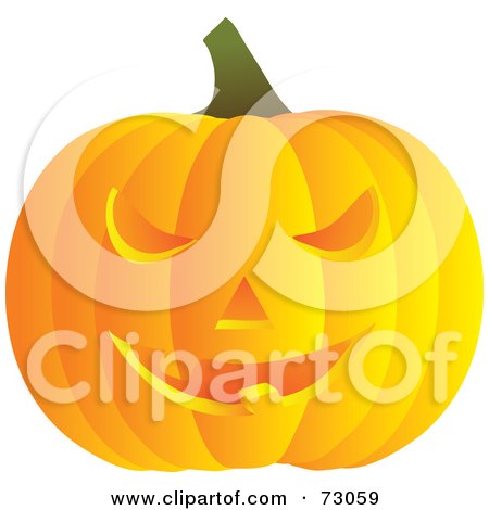 Royalty-Free (RF) Clipart Illustration of a Bright Orange Ridged Carved Halloween Pumpkin by Rosie Piter